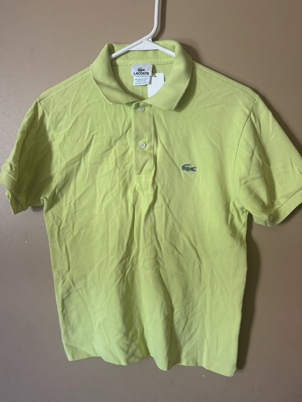 Men's Lacoste Classic Fit Short Sleeve Polo Shirt, Light Green, Size 3